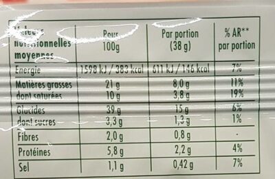 Pâte feuilletée bio - Nutrition facts - fr