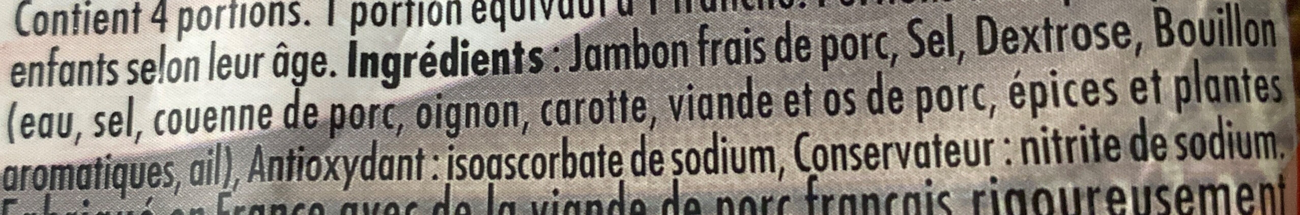 Jambon Le Bon Paris à l'étouffée - Ingrédients