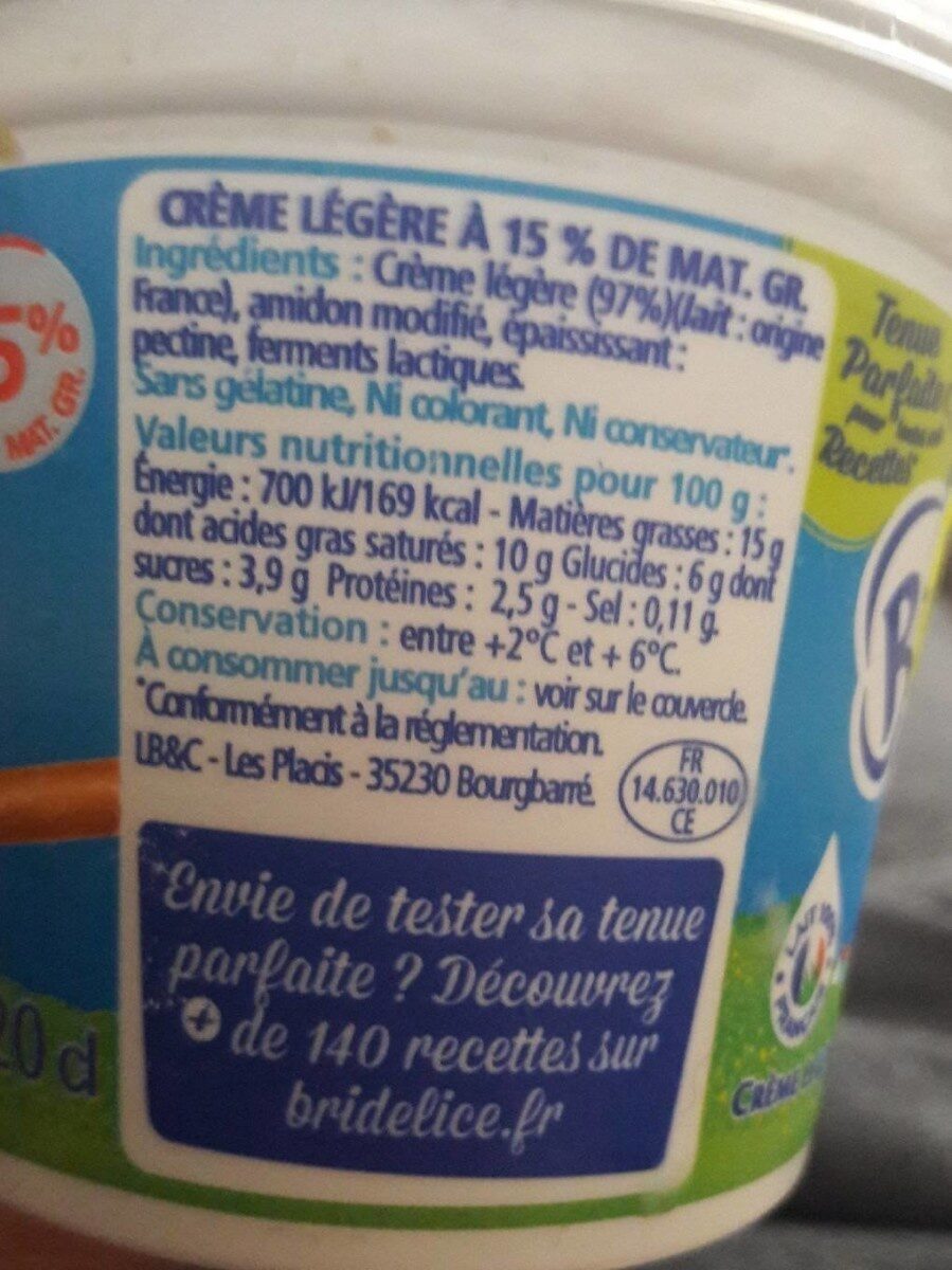 Crème fraîche épaisse - Información nutricional - fr