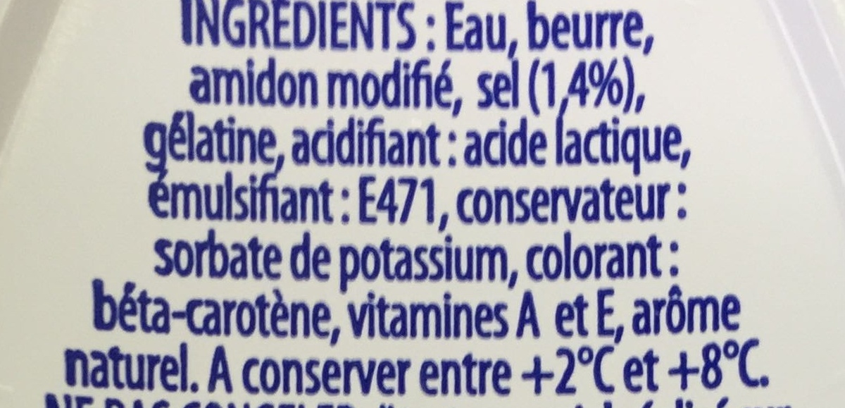 Si Gourmand - Demi-Sel (40 % MG) - Ingrédients