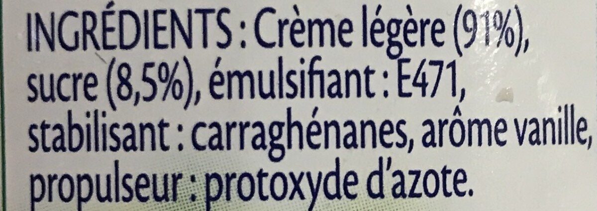 Crème fouettée légère - Ingredients - fr