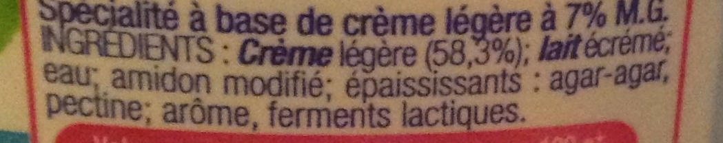 Crème épaisse - Ingrédients