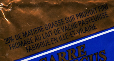 Fromage au lait de vache pasteurisé (25 % MG) - Ingredients - fr