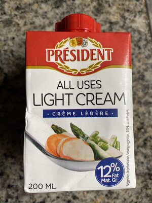President Light Cooking Cream - 回收说明和/或包装信息 - en