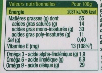 Primevère bio doux - Tartine & cuisson - Valori nutrizionali - fr