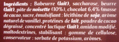 Pâte à Tartiner - Chocolat Noisette - Ingrédients