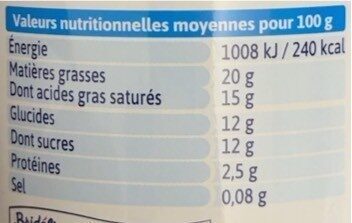 Crème légère fouettée - Nutrition facts - fr