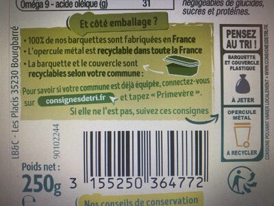 Primevère Tartine & Cuisson - Recycling instructions and/or packaging information - fr