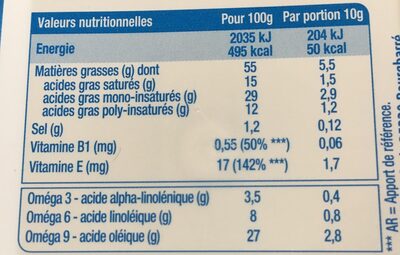 Tartine demi-sel 100% végétal - Información nutricional - fr