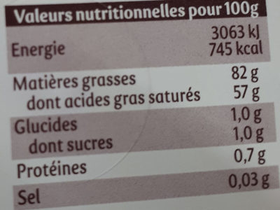 La Motte Beurre doux pasteurisé 82 % de mat. gr. eurre doux pasteurisé 82 % de mat. gr. - Nährwertangaben - fr