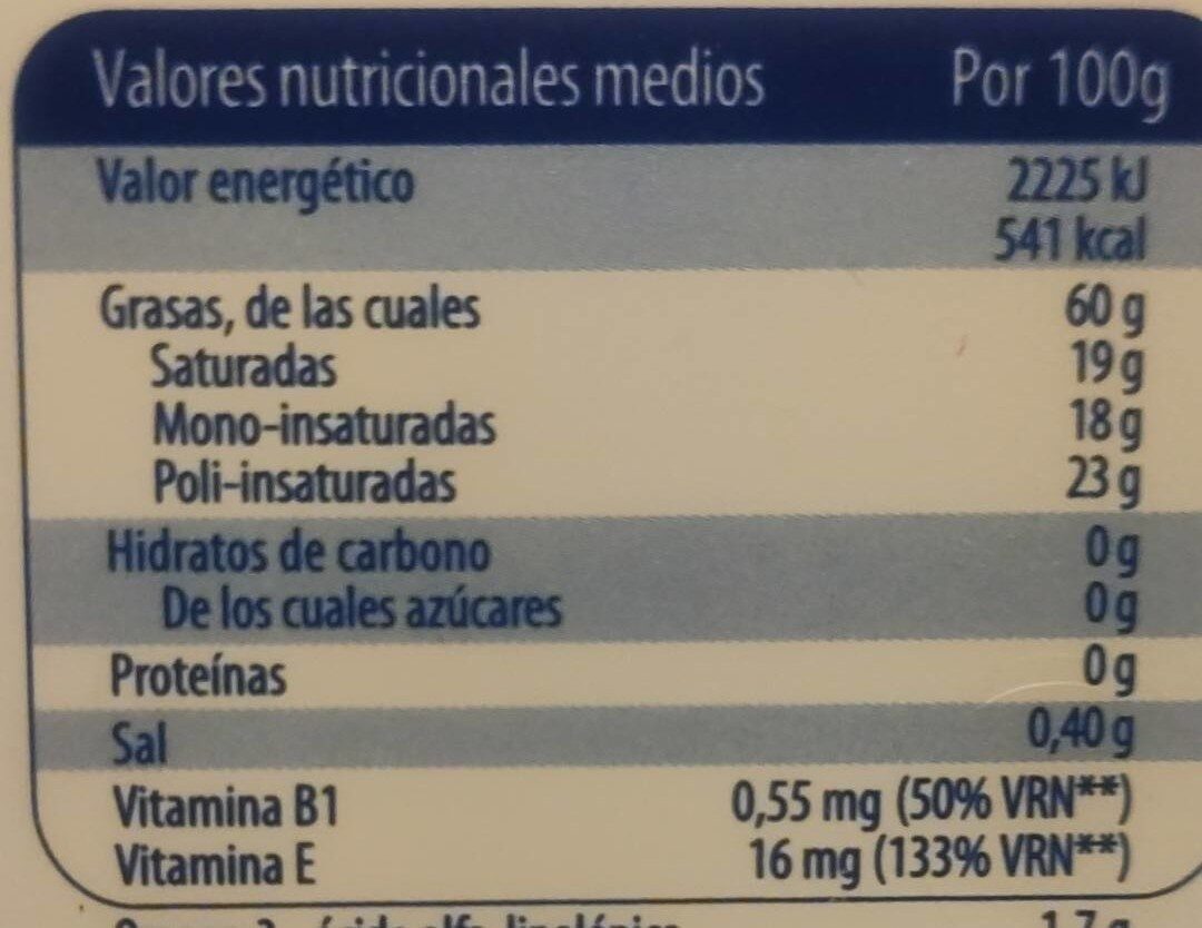 Margarina con omega sin aceite de palma m.g. tarrina - حقائق غذائية - es