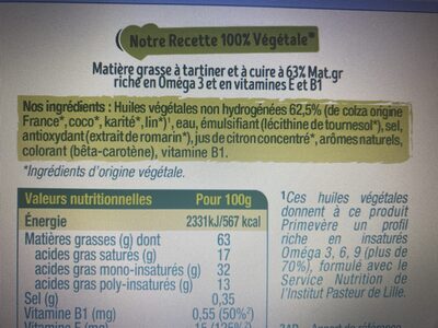 Tartine doux végétal - Ingredienser - fr