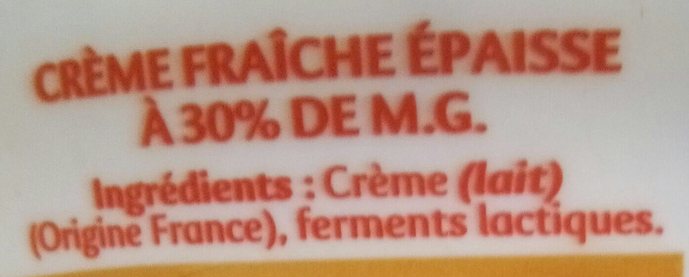 Crème fraîche gastronomique - Ingrédients