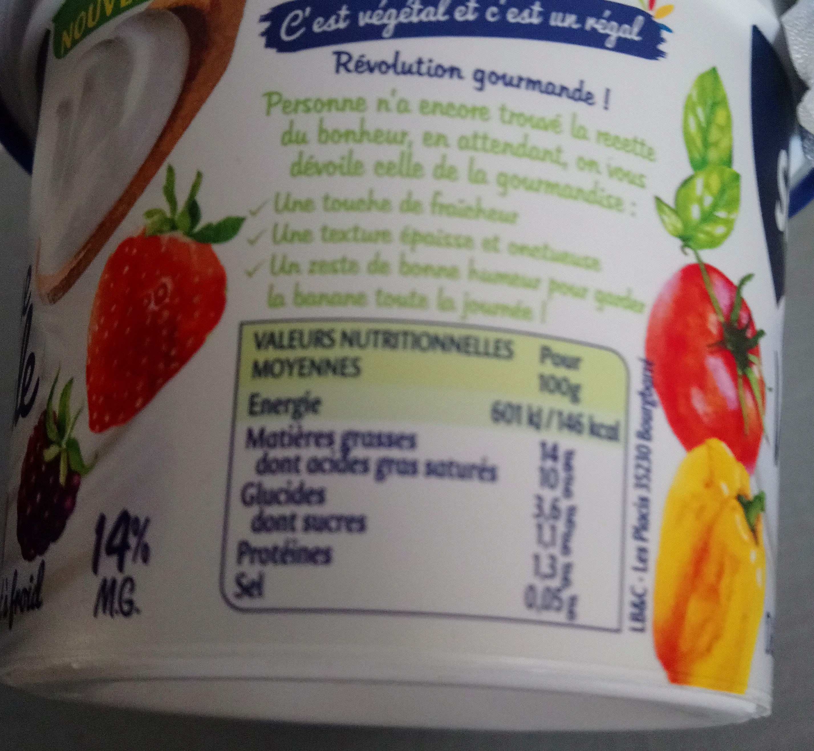 Aide culinaire végétale - Información nutricional - fr