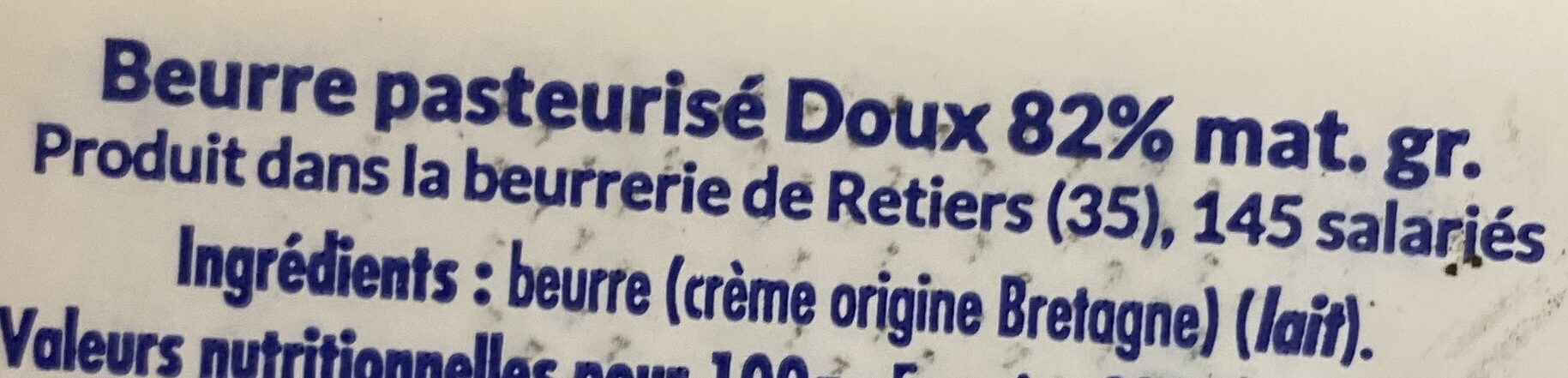 Beurre moulé breton doux - Ingrédients