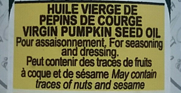 Virgin pumpkin seed oil - Ingrediënten - en