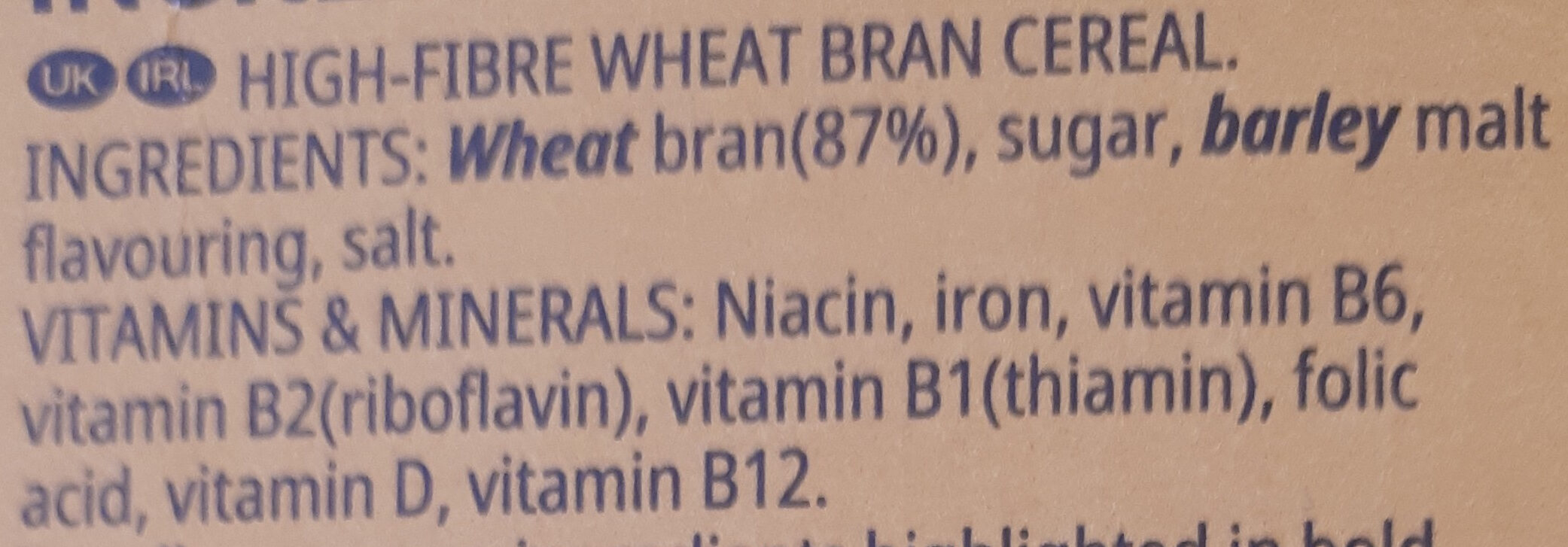 Céréales All Bran Kellogg's Fibre Plus - Ingredients