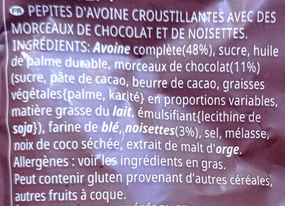 Céréales Extra Pépites Chocolat Noisettes - Ingrédients