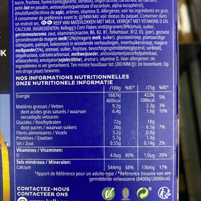 Kellogg's Barres Frosties 6x25g - Nutrition facts - fr