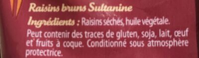 Raisins bruns sultanine - Ingredientes - fr