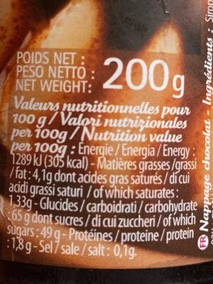 Nappage Chocolat - Nutrition facts