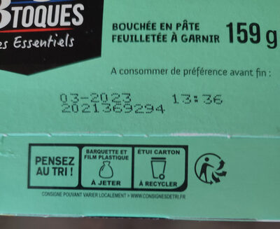 Bouchées feuilletées - Wiederverwertungsanweisungen und/oder Verpackungsinformationen - fr
