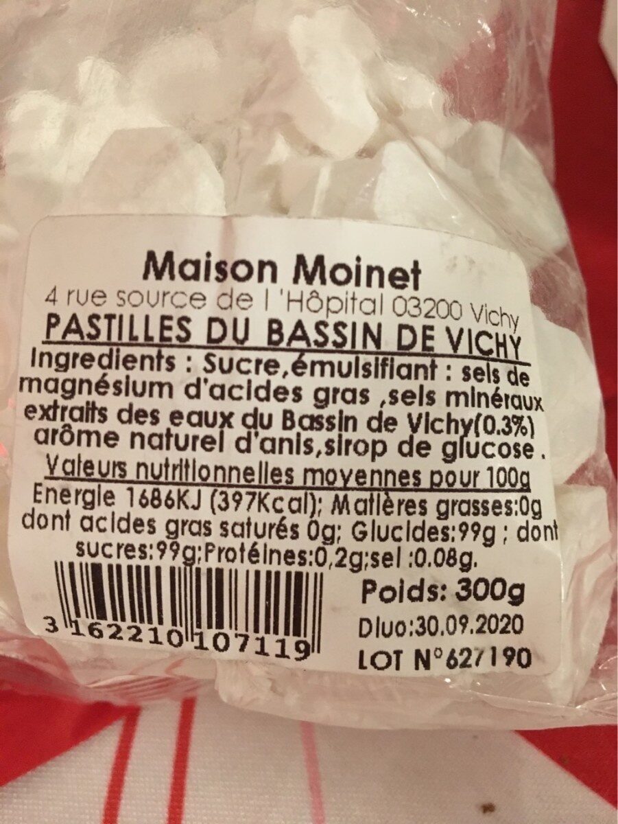 Pastilles Vichy - Nährwertangaben - fr