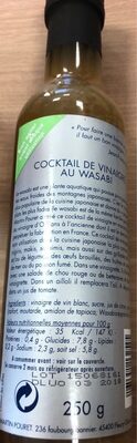 Coktail de vinaigre wasabi - Tableau nutritionnel