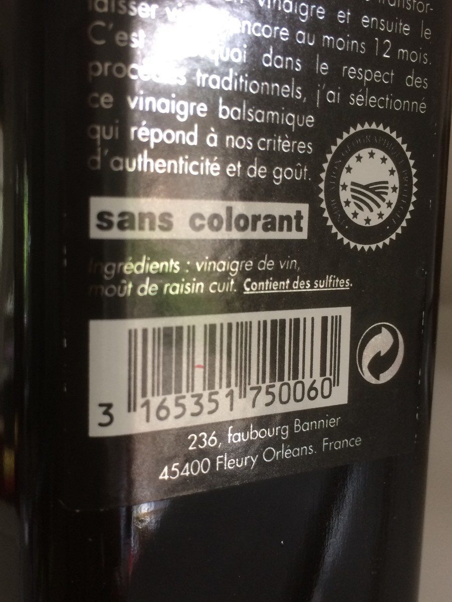 Vinaigre balsamique - Ingrediënten - fr