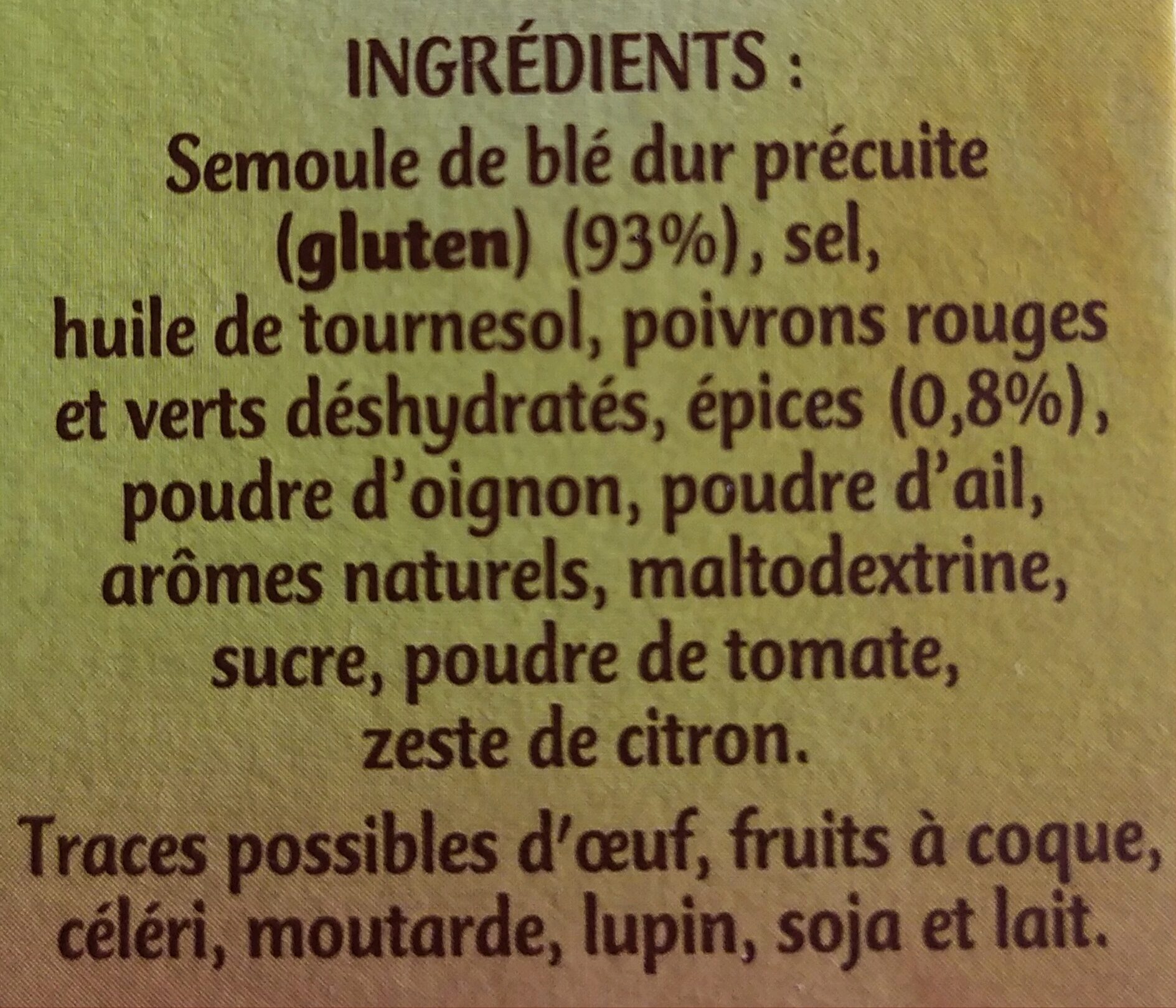 Couscous parfumé aux épices douces - Ingredientes - fr
