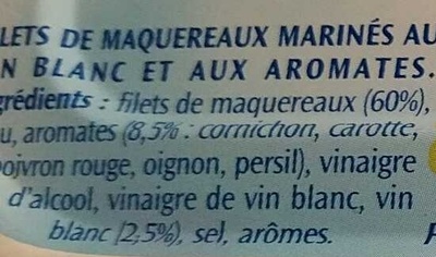 Filets de maquereaux Vin blanc et aromates - Ingredients - fr