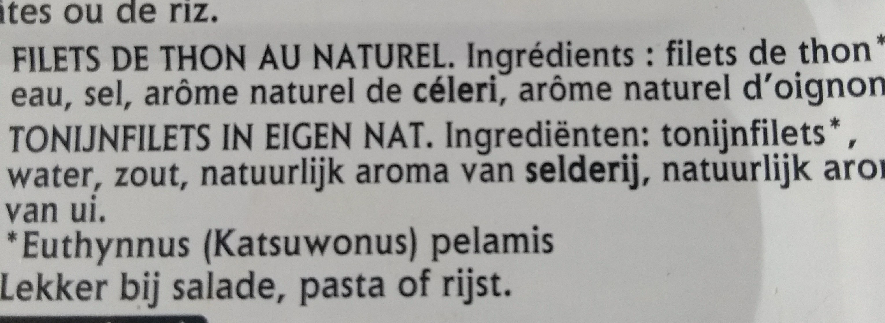 Filets de thon au naturel - Ingrédients