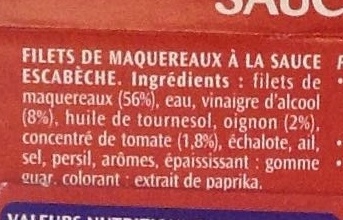 Filets de maquereaux sauce escabèche - Ingredientes - fr