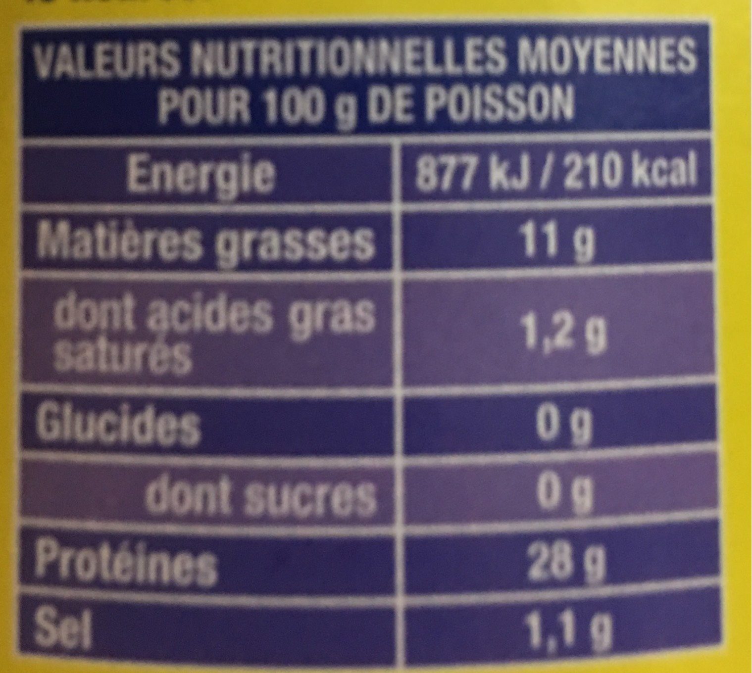 Thon à l'Huile de Tournesol - Nutrition facts - fr