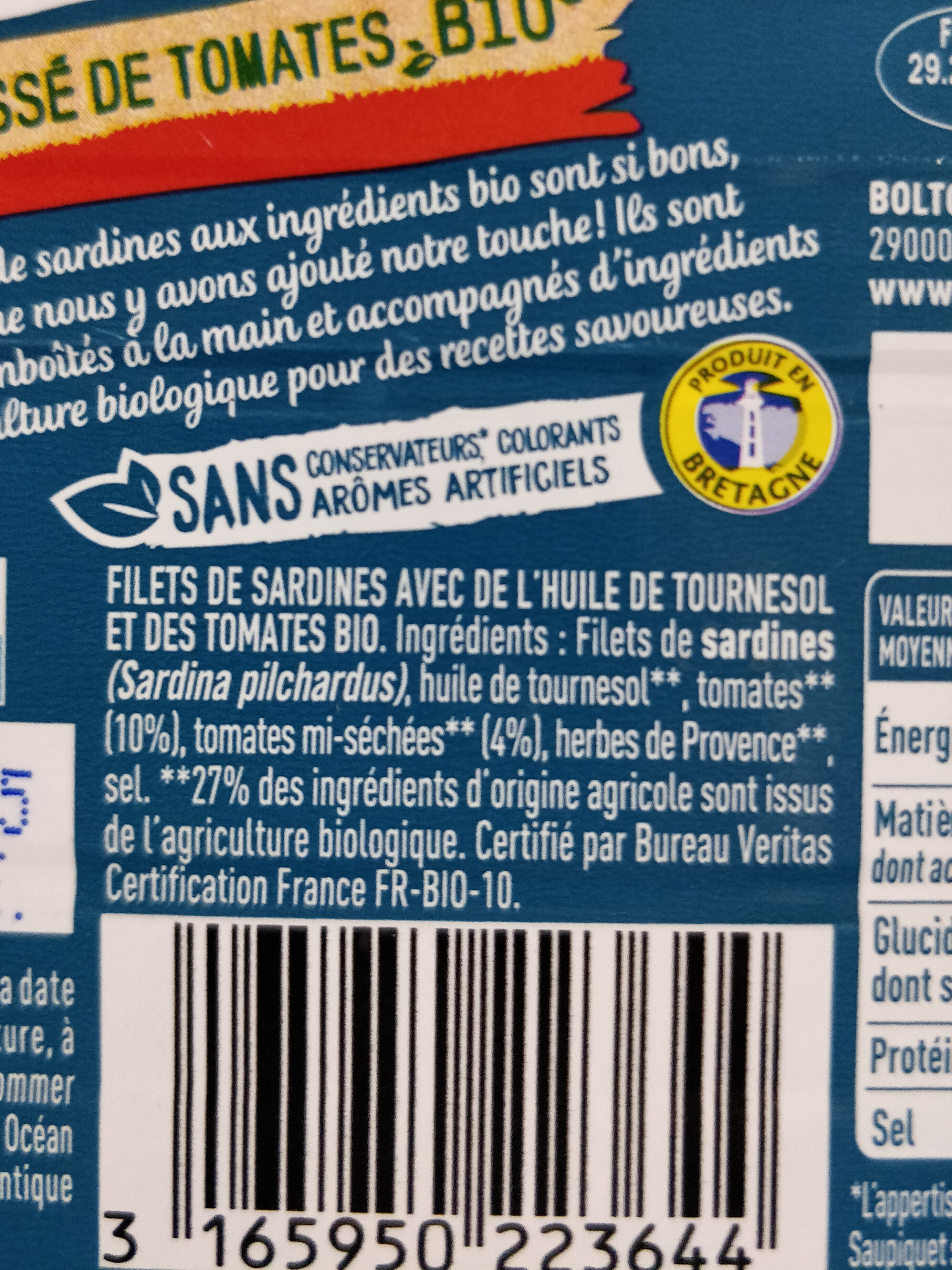 Filets de sardine concassé de tomates - Ingredients - fr