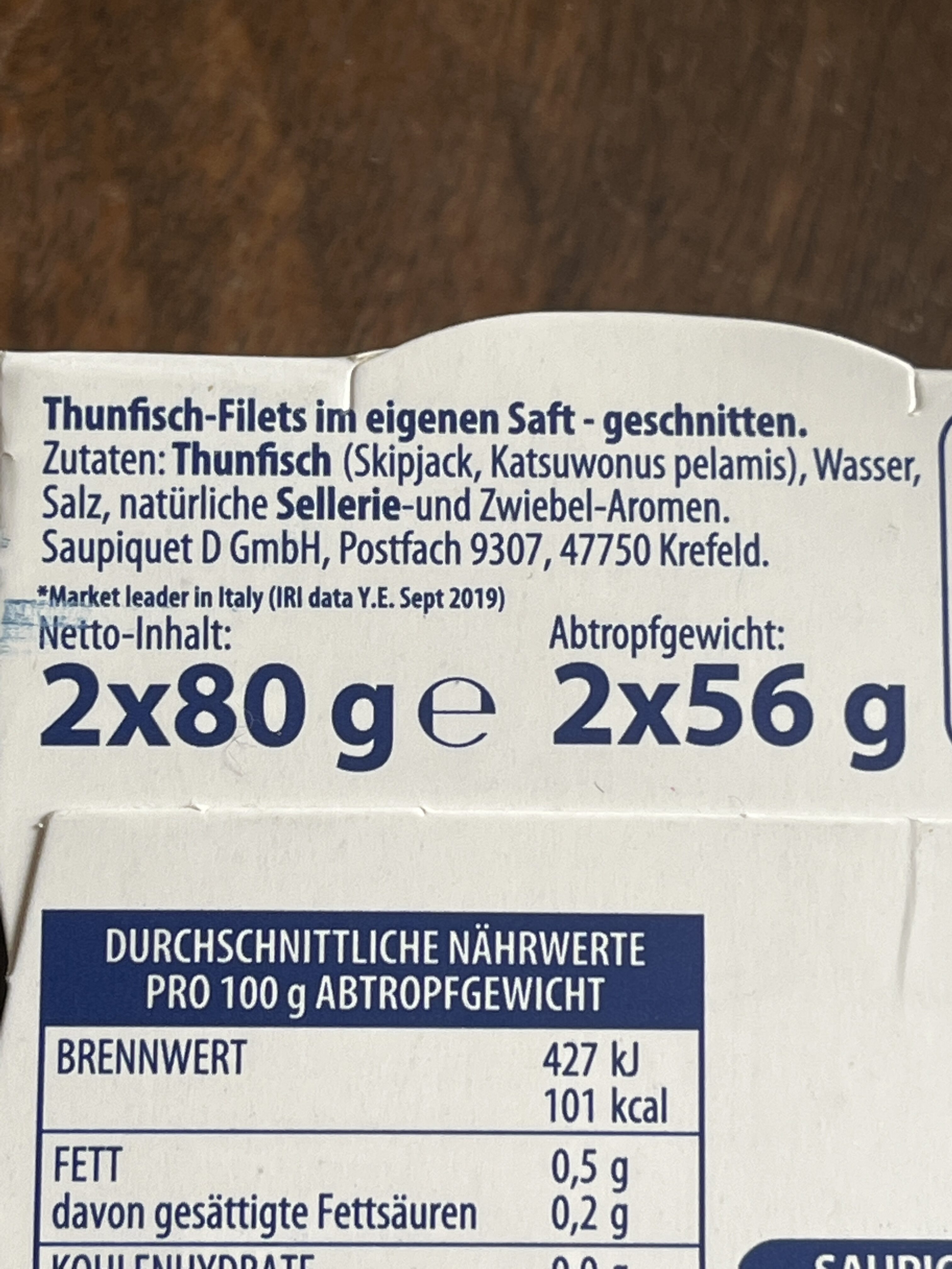 Thunfisch-Filets Naturale, ohne Öl - Ingredients - de