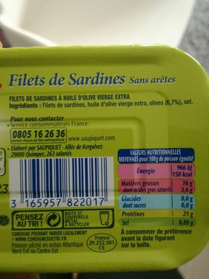 Filet de sardine - Ingredientes - fr