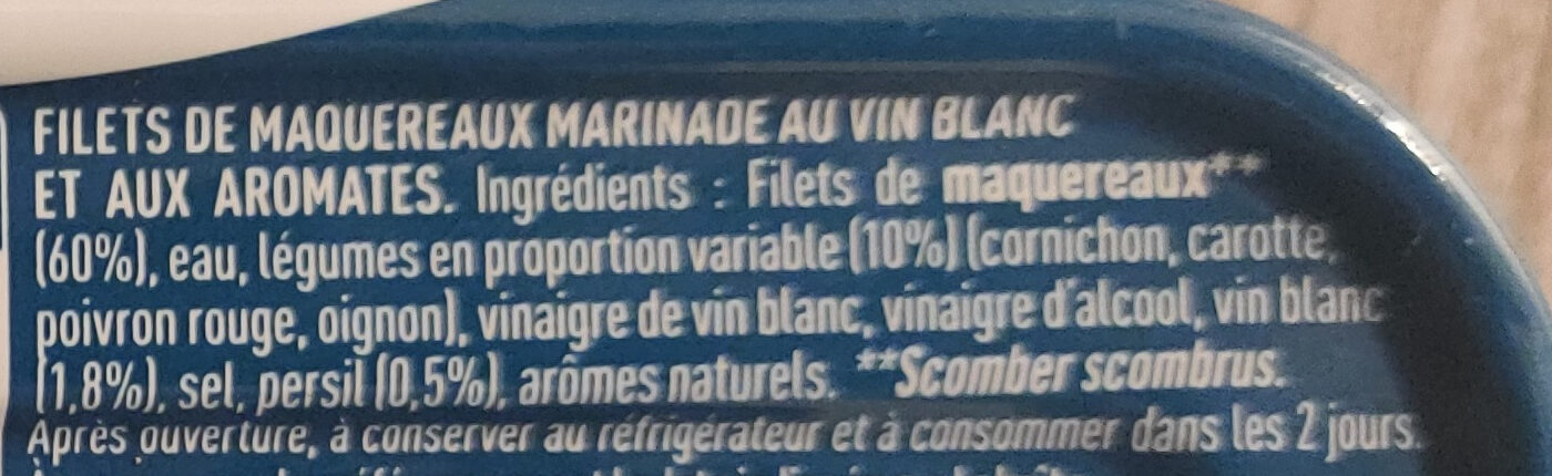 Filets de Maquereaux au Vin Blanc - Ingrediënten - fr