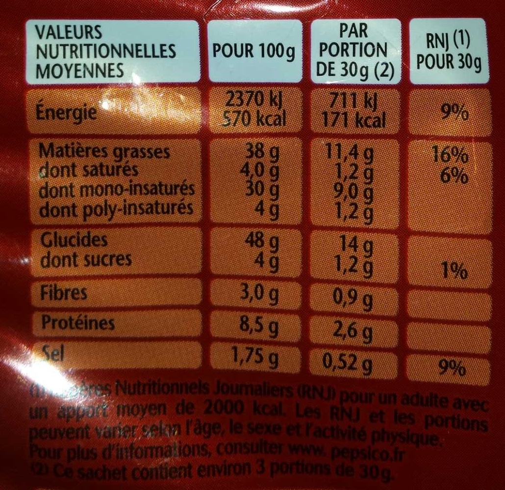 Lay's 3D's Bugles goût cacahuète - Nutrition facts - fr