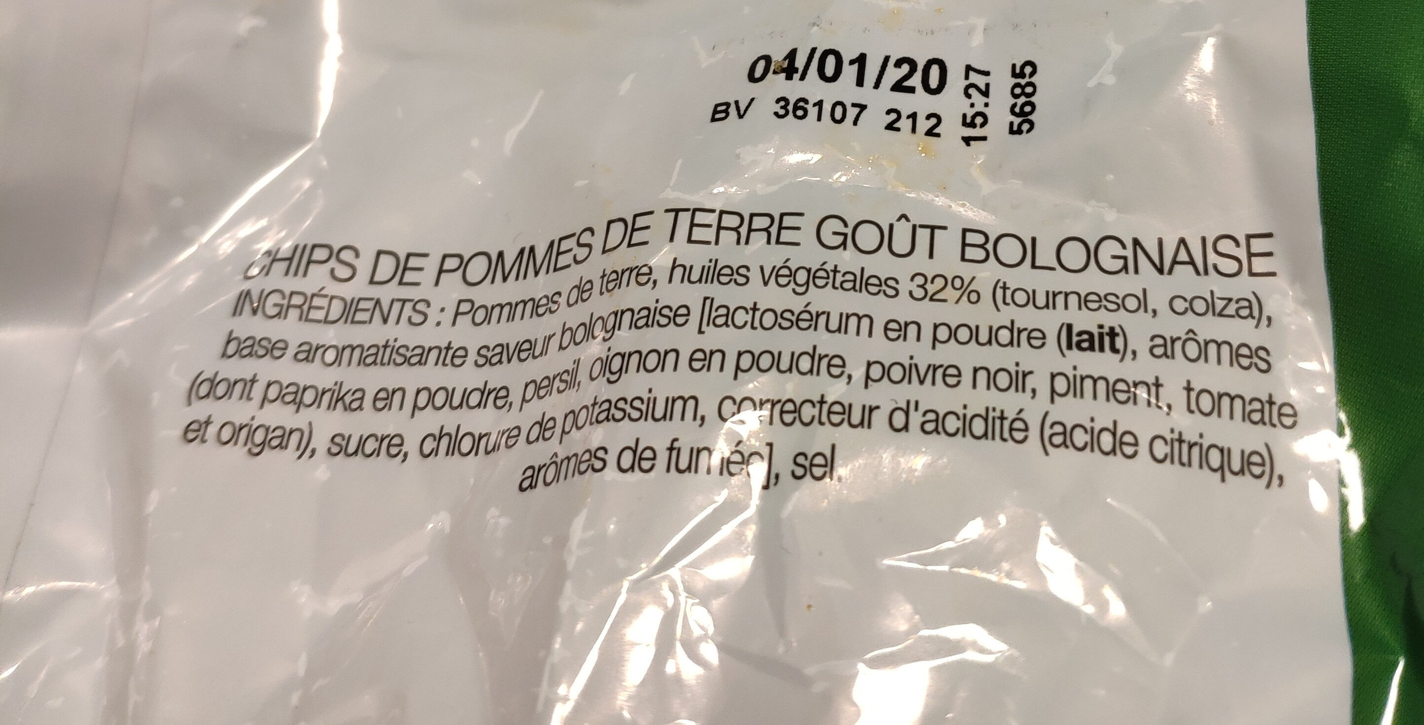 Chips saveur bolognaise - Ingrédients
