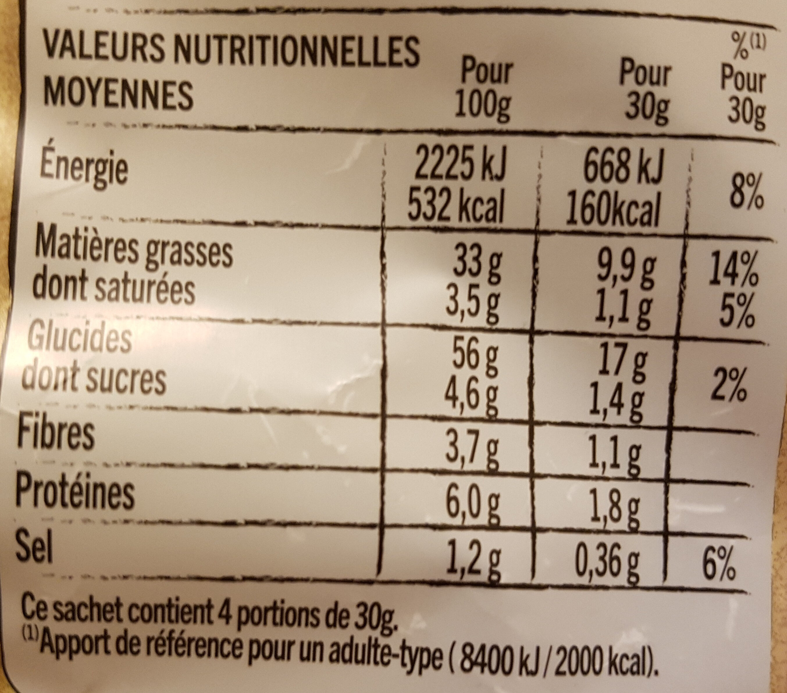 Lay's Recette à l'Ancienne saveur Jambon de Pays - Valori nutrizionali - fr