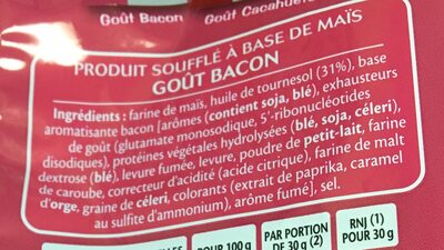 Benenuts 3d's bugles bacon 2x150g - Ingrediënten - fr