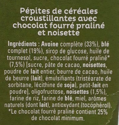 Quaker Cruesli Chocolat noisette - Ingredients - fr