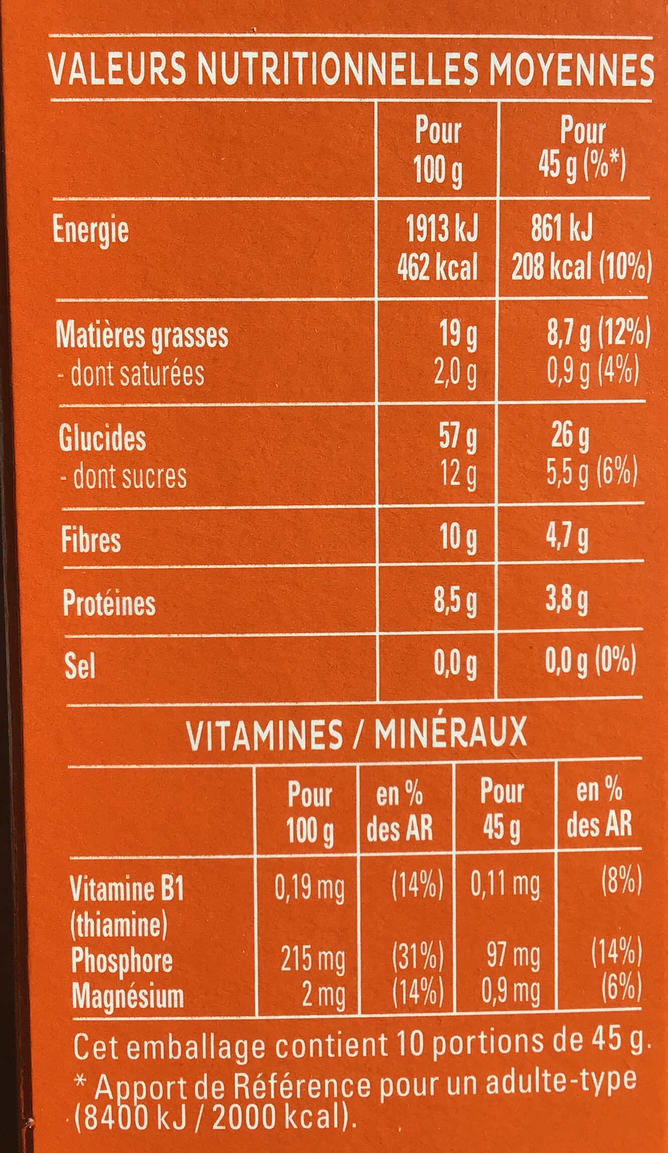 Cruesli mélange de noix - Valori nutrizionali - fr