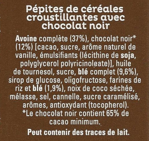 Cruesli Chocolat noir - Ingrédients