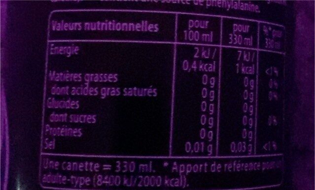 Pepsi Max 0,33L - Nutrition facts - fr