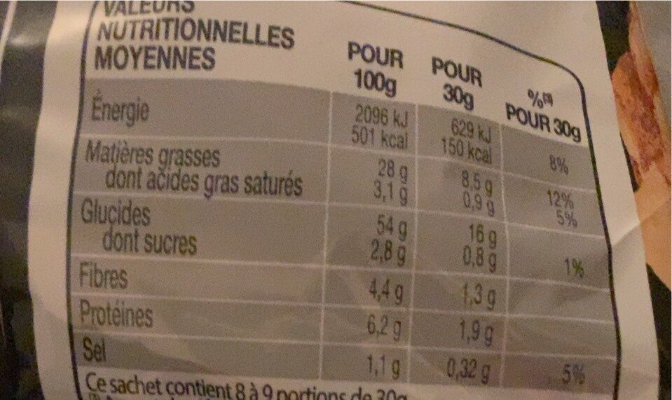 Lay's saveur barbecue format familial - Nutrition facts - fr