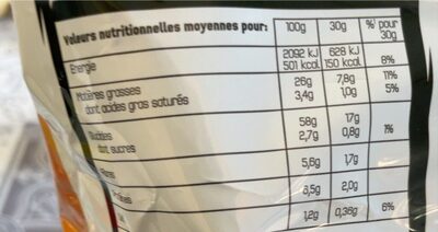 Doritos goût nacho cheese format XL - Nutrition facts