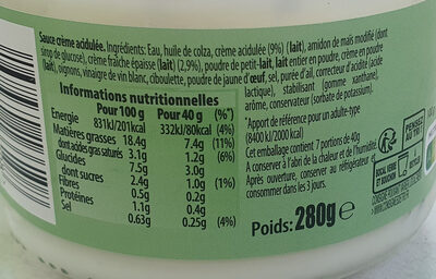 Sour Cream - Ingredients - fr