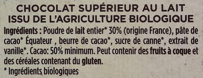 Bio lait français 50% cacao - Składniki - fr